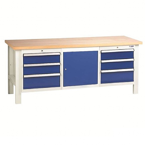 Workbench 2 x 3-Drawer Units, Cupboard, Fast Del - Workshop Products
