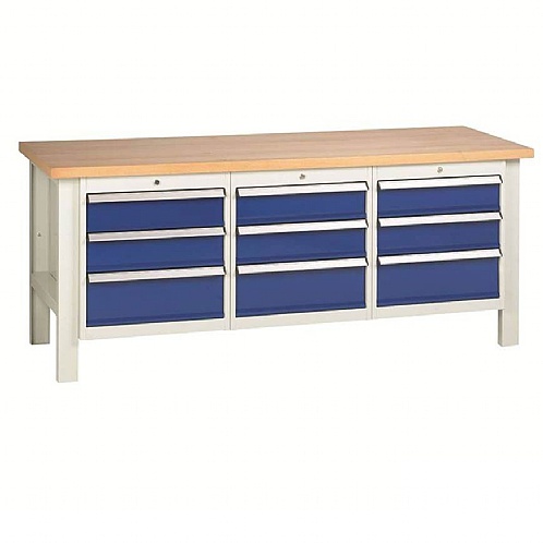 Workbench with 3 x 3-Drawer Units - Workshop Products