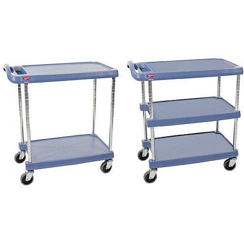 Hygienic Polymer Tray Trolleys with Lipped Shelf Trays - Storage and Handling