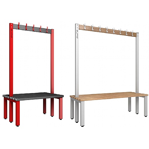 Pure Double-Sided Changing Room Bench Units with Hooks - School Furniture