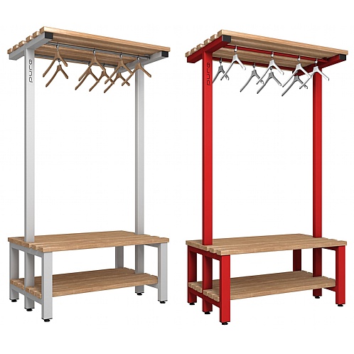 Pure Double-Sided Changing Room Unit for Hangers with Base Shelf - School Furniture