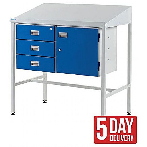 Team Leader Workstation with Triple Drawer & Cupboard Unit - Workshop Products