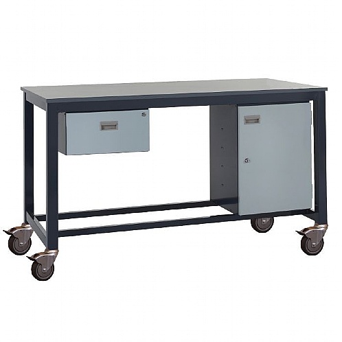 Mobile Heavy Duty Workbenches with Drawer & Cuoboard, 600kgs, - Workshop Products