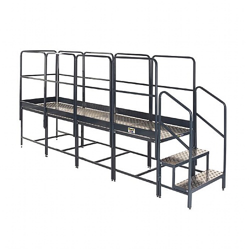 Four Inline Work Platforms, Modular UK-Made System with 3200 x 800mm Area & 150kg UDL - Access Steps & Platforms