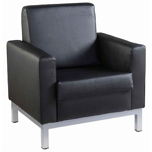 Reception Couch  Helsinki Black Leather Seating - Reception Meet Area