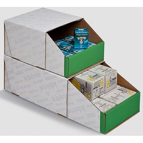 Cardboard Storage Bins, Flat Packed, Stackable, 130mm High - Storage and Handling