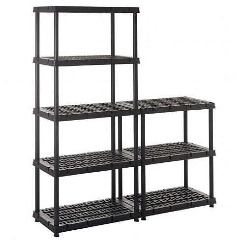 Plastic Shelving Unit, Mammoth 5 Shelf 100kg UDL Clip-Together - Shelving & Racking