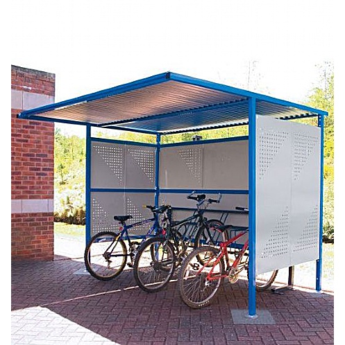Traditional Cycle Shelter, Galvanised,  or Powder-Coated Perforated Sides - Site, Safety & Security