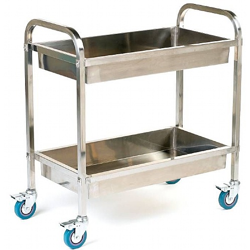 Stainless Steel Tray Trolley, 100kg, Braked Castors, Hygienic Design - Storage and Handling