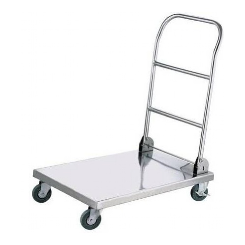 Folding Stainless Steel Trolley, 100kg, Braked Castors, 5-Year Guarantee - Storage and Handling