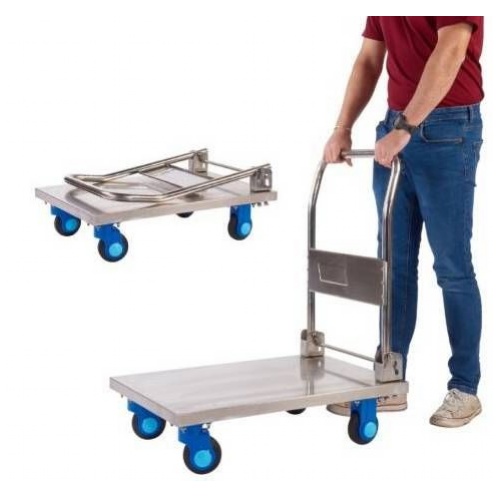 Stainless Steel Folding Platform Truck, 150kg, Silent Castors, UK Made - Storage and Handling