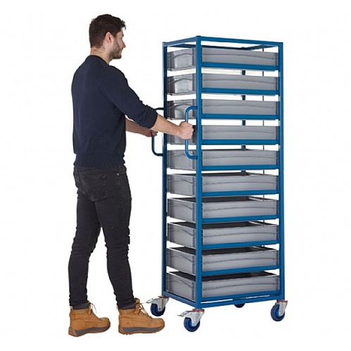 Tray Trolley with 10 x 120mm High Food Grade Containers - Storage and Handling