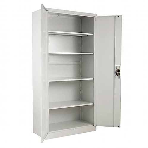 Metal Storage Cabinet, Adjustable Shelves & Lockable Double Door - Office Storage