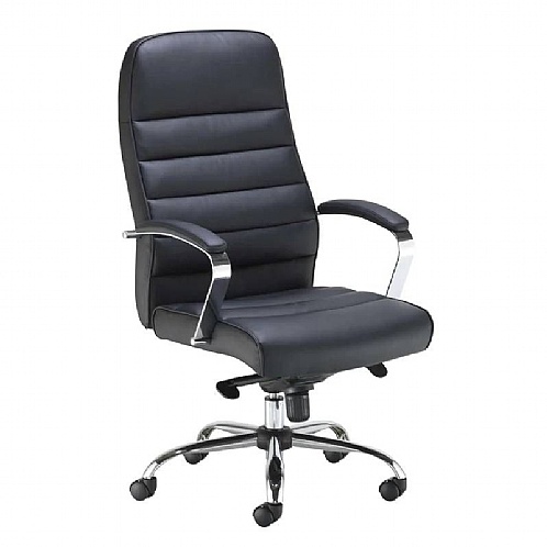 Ares High Back Leather Look Executive Chair with Chrome Base - Office Chairs