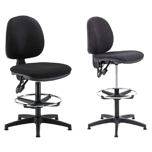 Office Chair - Mid-Back Draughtsman with Adjustable Foot Ring - Office Chairs