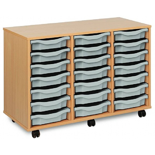 Classroom Tray Storage, 21 Shallow Trays, Mobile Unit - School Furniture