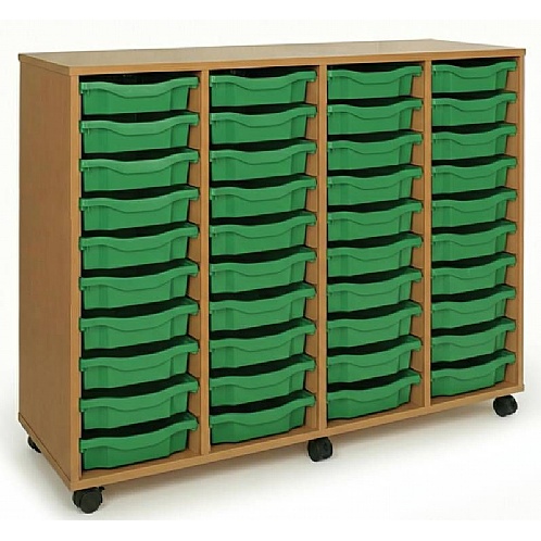 Shallow Tray Storage Unit, 40 Trays, Mobile Design - School Furniture