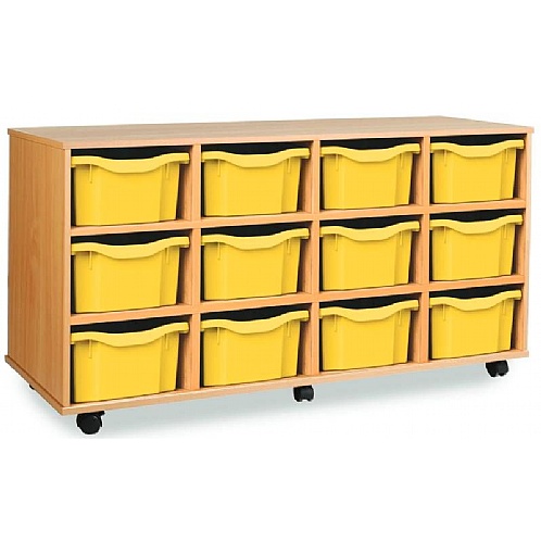 Mobile Deep Tray Unit 12 Trays for Classroom Storage - School Furniture