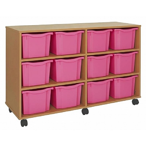 Tray Storage Unit - With 12 Extra Deep Plastic Trays - School Furniture