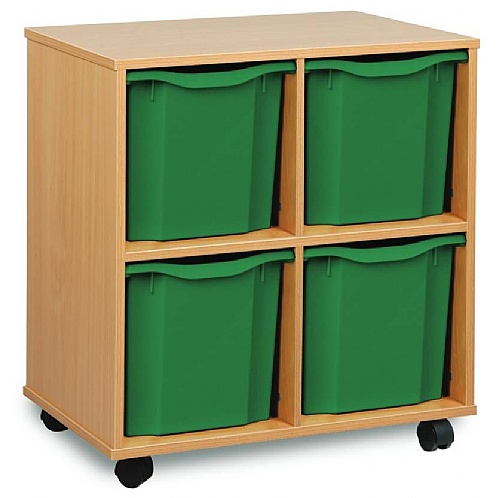 Tray Storage Unit - Mobile With 4 Jumbo Plastic Trays - School Furniture