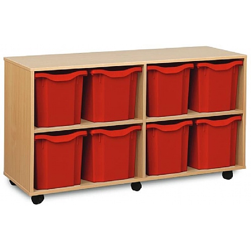 Tray Storage Unit - Mobile With 8 Jumbo Plastic Trays - School Furniture