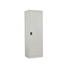 Slim lockable steel light grey cupboard