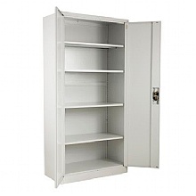 Double door steel storage cupboard open