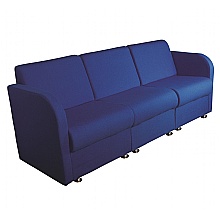 Three seater reception couch blue fabr