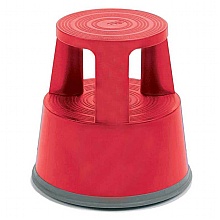 Red plastic kick step with retractable castors