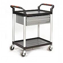2 shelf trolley with 2 steel drawers