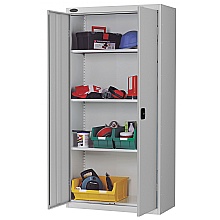 Standard industrial cupboard silver grey doors