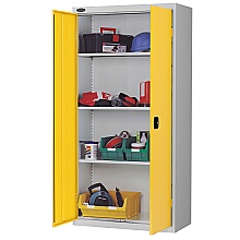 Standard industrial cupboard with yellow doors