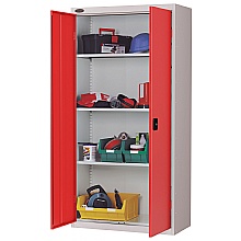 Standard industrial cupboard with red doors