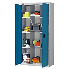 divider cupboard with blue doors