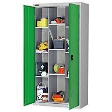 divider cupboard with green doors