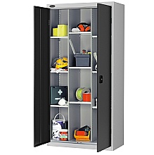 divider cupboard with black doors