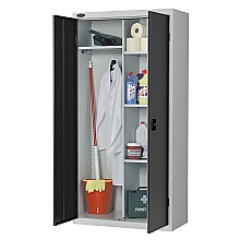 Steel janitors cupboard with central divider