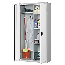 Janitors storage cupboard with central divider