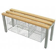 Beech cloakroom bench with shoe baskets