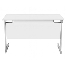 White rectangular cantilever Desk, Silver Frame