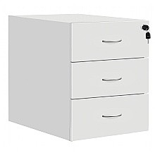 White Fixed Pedestal, 3 Drawers