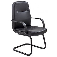 Black Leather Look visitors cantilever chair