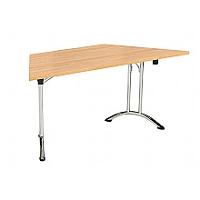 Trapezoidal modular folding meeting table in beech