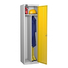 Clean & Dirty Lockers. silver grey,yellow door