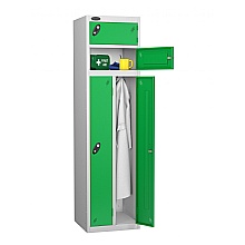 Two Person Lockers silver grey with green doors