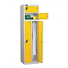 Two Person Lockers silver grey with yellow doors