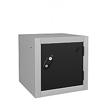 Cube Locker silver grey with black door