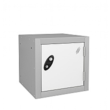 Cube Locker silver grey with white door