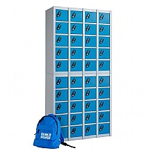 Mobile Phone Lockers, 2 x 20 stacked, blue