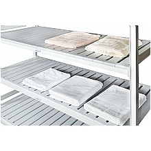 Plastic cold room shelving with removable slats